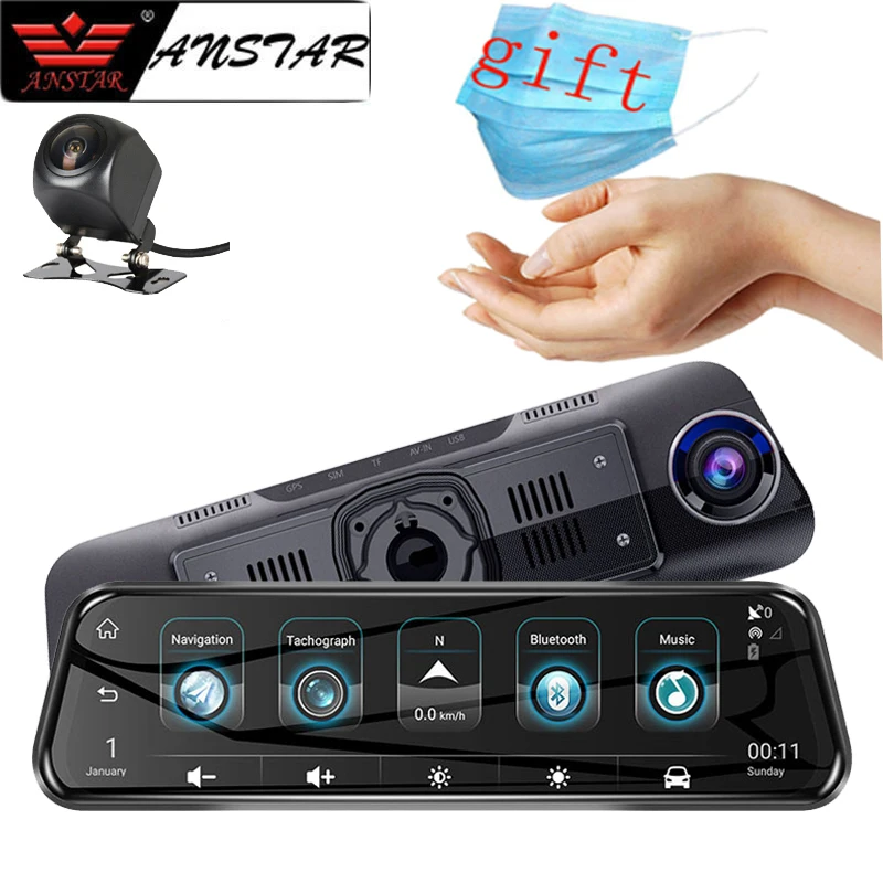 Зеркало заднего вида ANSTAR 10 дюймов 4G 3G 1080P Android DVR GPS навигация ADAS Wi Fi двойной