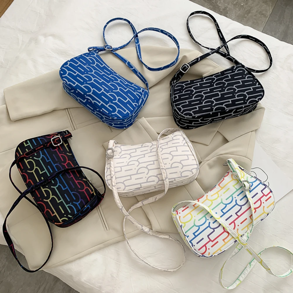 

Fashion Printed Crossbody Bag Women Girl Canvas Travel Outdoor Shoulder Handbags Satchel Portable Zipper Simple Messenger Pouch