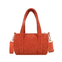 corduroy shoulder bag women vintage shopping bags zipper girls student bookbag handbags casual tote with outside pocket