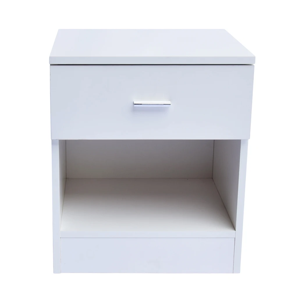 

1 Drawer Metal Handle Bedside Cabinet Night Table White