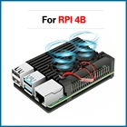Металлический чехол для Raspberry Pi 4 4B, чехол с двойным охлаждающим вентилятором из алюминиевого сплава для RPI 4B RPI104
