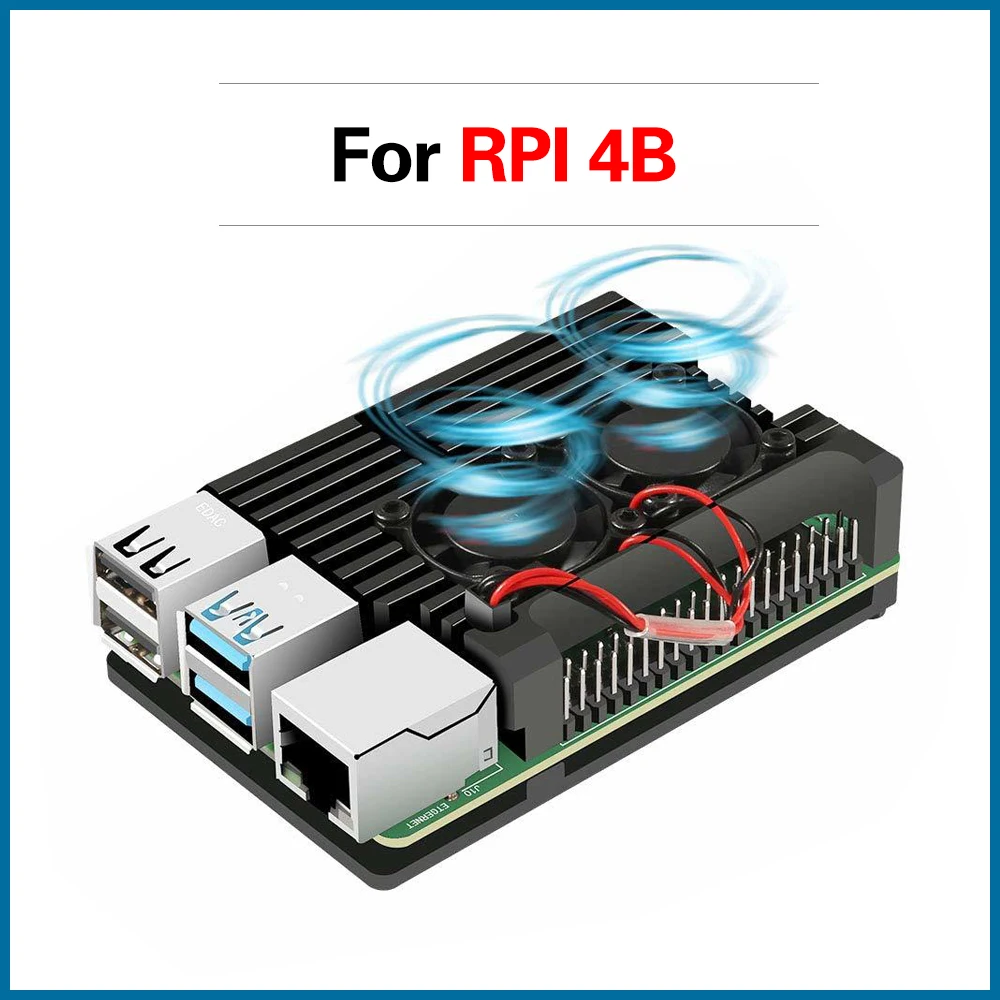 Металлический чехол S ROBOT Raspberry Pi 4 4B для с двойным охлаждающим вентилятором