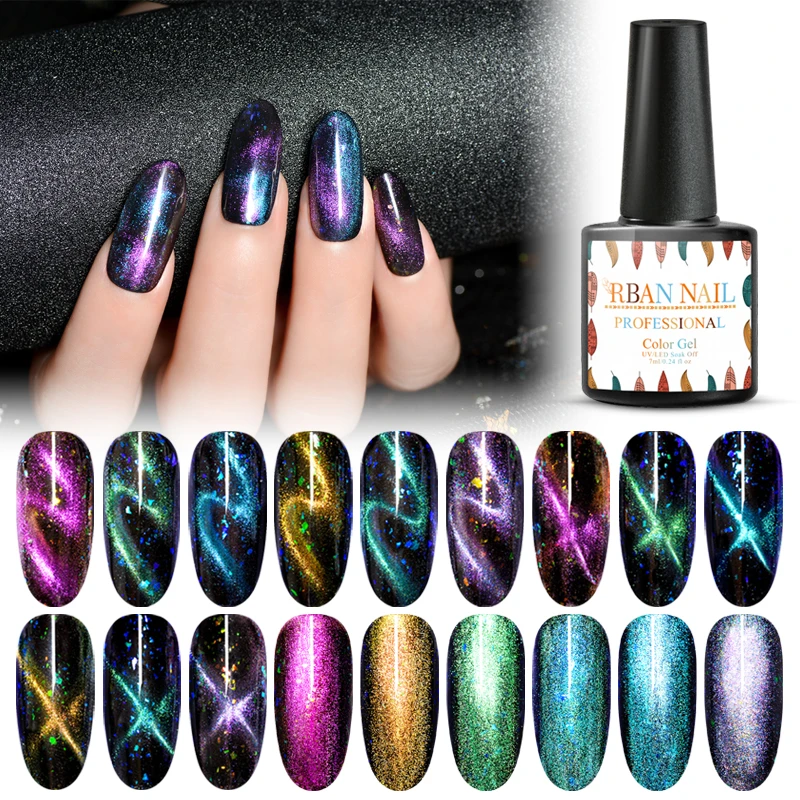 RBAN NAIL УФ Гель-лак для ногтей волшебный Звездный Гель-лак для ногтей с эффектом «кошачий глаз» лак Магнитный голографический УФ замачиваемый стойкий Гель-лак