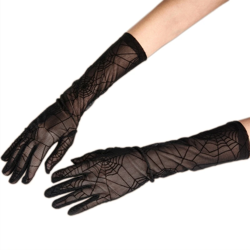 

Breathable Lace Arm Sleeves UV Protection Elbow Protector Spider Web Gloves Outdoors Sports Sleeve Tattoo Cover Up
