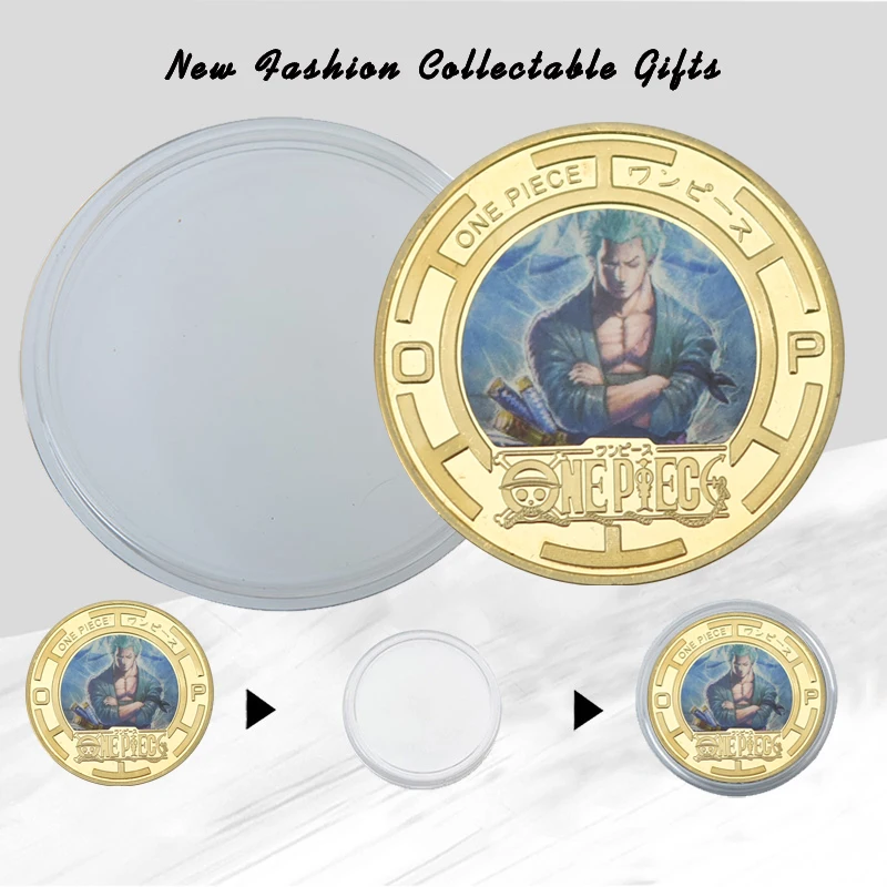 

5PCS WR ONE PIECE Gold Plated Coin Collectibles with Box Japanese Challenge Coins Anime Coin Original Gifts for Men Dropshipping