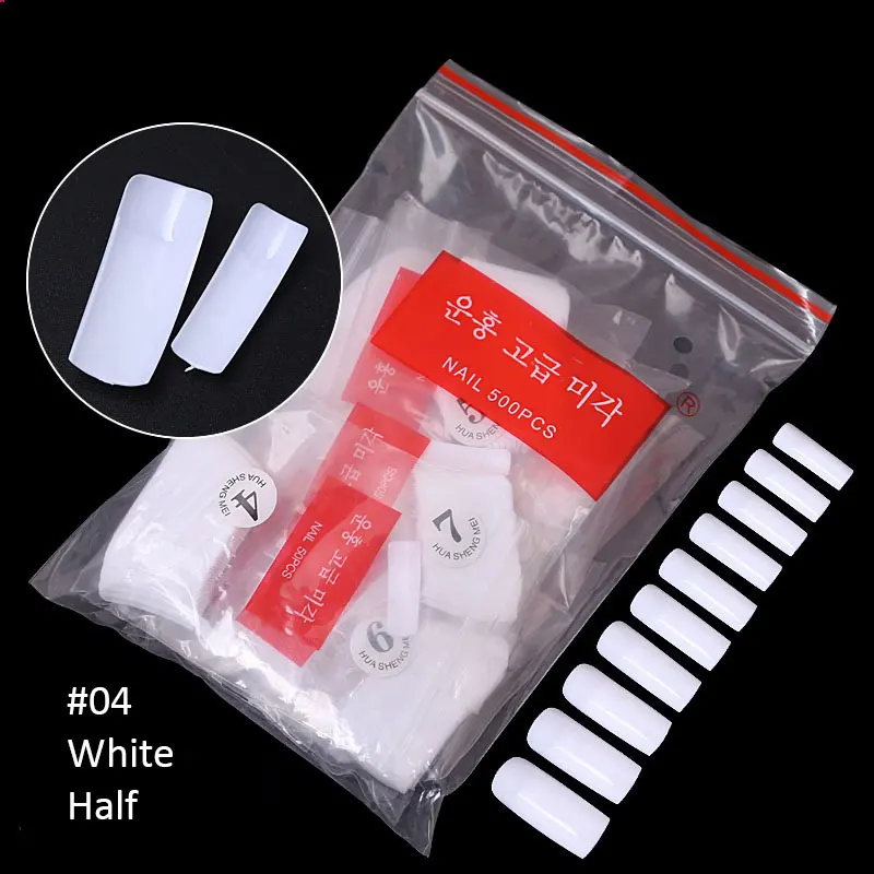 

500Pcs/bag 10 Sizes Nature White Clear French Fake Artificial Full Nail Tips Nail Coffin Full Cover False Nail Tips for Practice