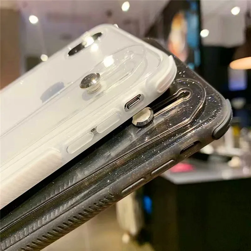 Противоударный блестящий прозрачный силиконовый чехол для телефона Iphone 11 Pro Max X Xr