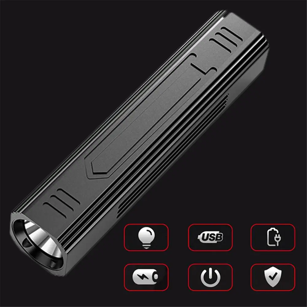 

Светодиодный фонарик Mini USB из алюминиевого сплава многофункциональный открытый IPX45 водонепроницаемый Аварийная зарядка сокровище для кемпинга пеших походов