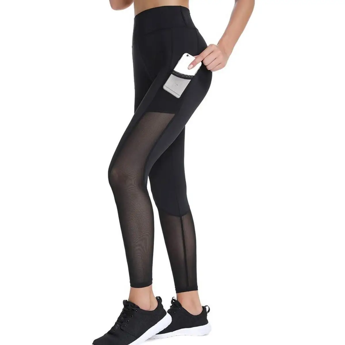 Женские леггинсы сетчатые для фитнеса с карманами высокая талия формирователь