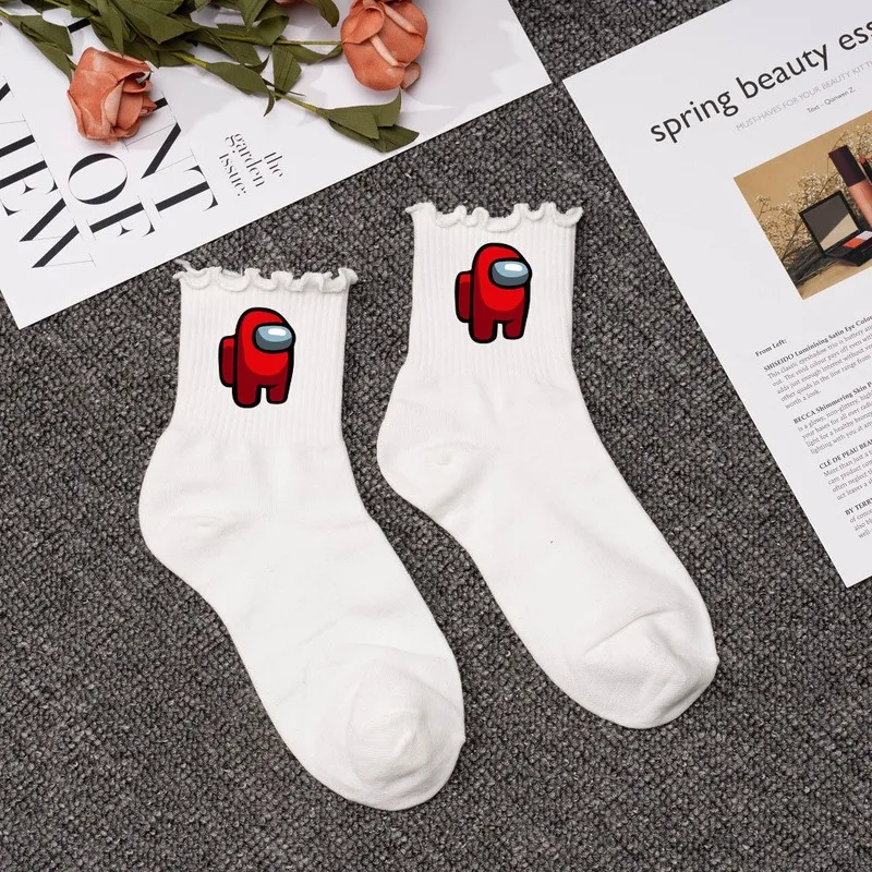 

Among us Sock for Woman Crew Cartoon Women Socks Adult Kawaii Sweet Lady Sox Warm Cotton Autumn Winter Female Trendy Calcetines