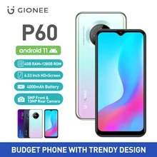 Gionee p60 versão global smartphone 4g + 128g android 11 telefone celular 6.53 Polegada hd + tela helio p60 octa núcleo moda celular (2)