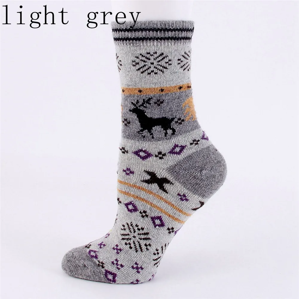 light grey EIE/зимние женские носки, подарок на Рождество, модные зимние милые шерстяные носки, сумасшедшие носки, женские теплые носки с животными, горячая Распродажа - Цвет: light grey
