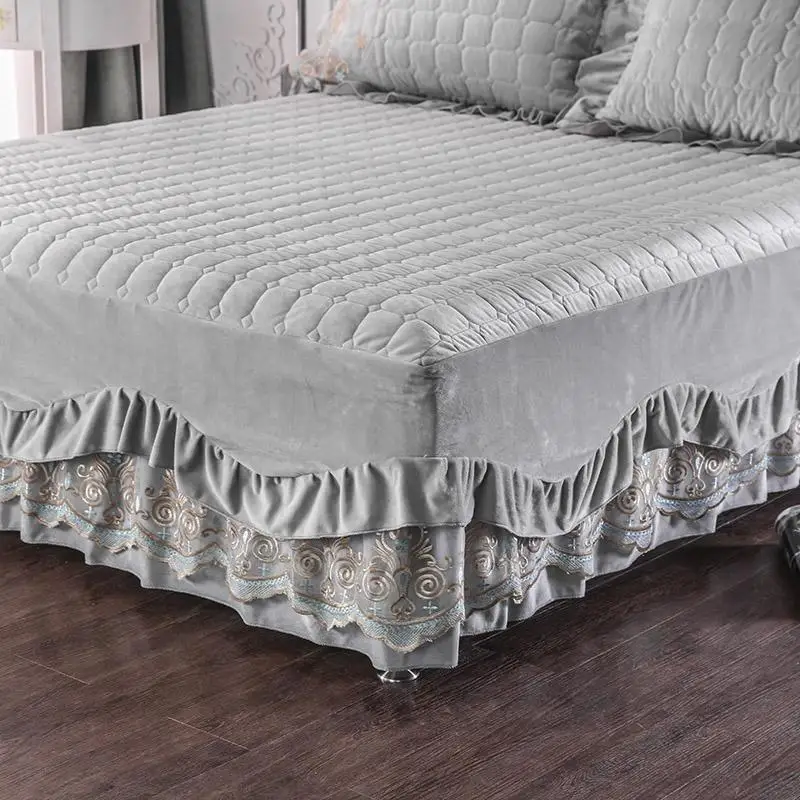 Плюшевое теплое кружевное покрывало принцессы 42 дюйма с оборками стеганое