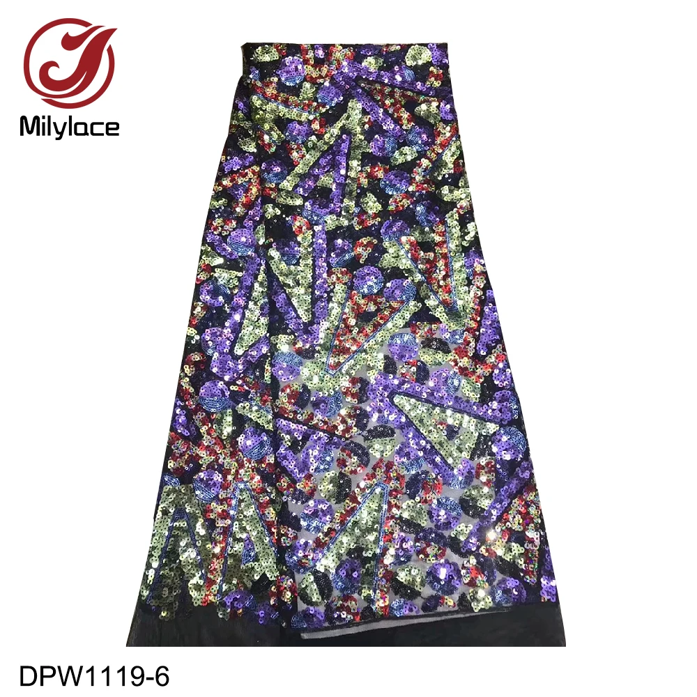 

African Coloured Sequins Lace Fabrics 5 Yards Sequin Lace Fabric Nigerian Fashion Lace Fabrics Embroidered Lace Fabric DPW1119