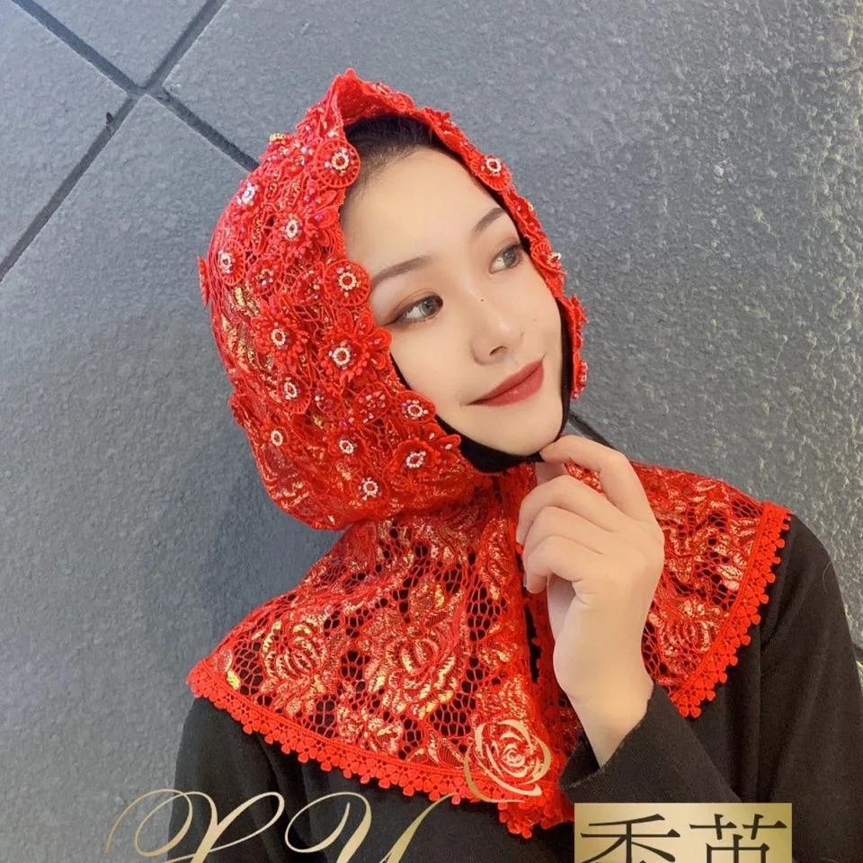 Мусульманский Исламский женский роскошный свадебный кружевной шарф хиджабы |