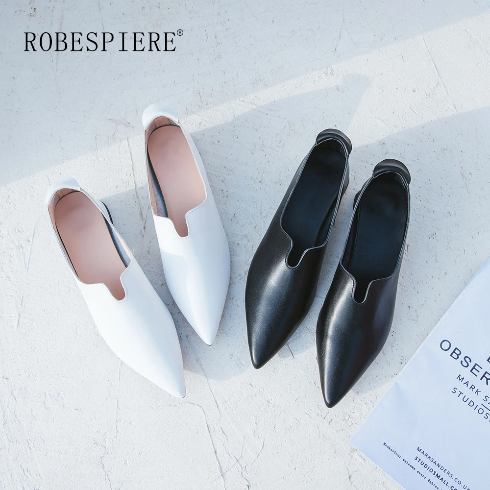 Женские туфли-лодочки на низком каблуке ROBESPIERE повседневные модельные туфли из
