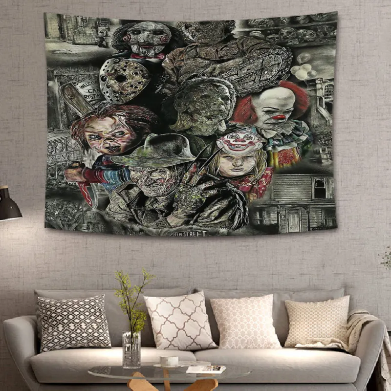 Гобелен с изображением клоуна черепа дьявола уродливая девушка настенные