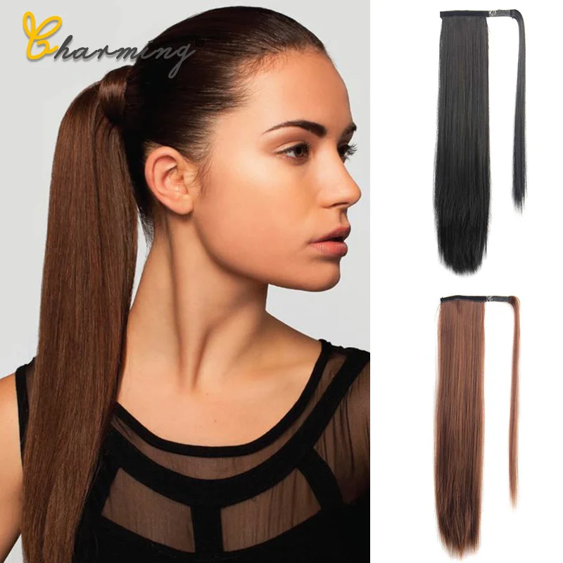 Очаровательные синтетические накладные волосы для конского хвоста 24 дюйма зажим