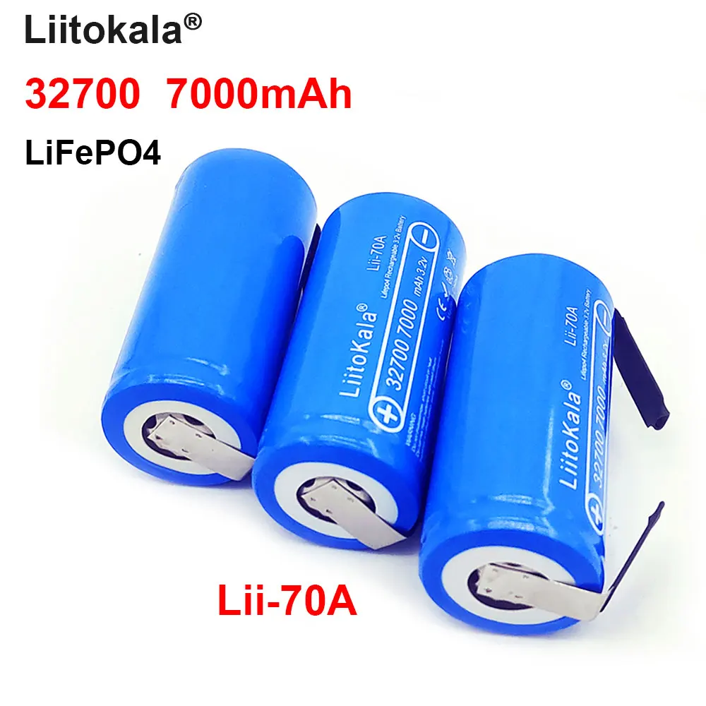 

LiitoKala LiFePO4 Lii-70A 3.2 V 32700 7000mAh battery LiFePO4 35A 55A Continuous Discharge battery+Nickel Sheets