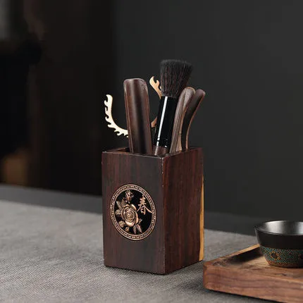 Ebony Аксессуары для чая церемония шесть джентльменов зажим трубки ложка набор