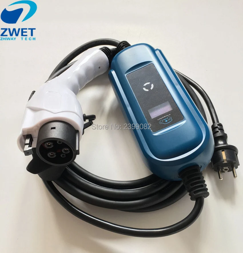 ZWET j1772 evse автомобильное зарядное устройство уровень 2 Режим зарядки 2 штепсельная вилка/AC250V 16A тип 1 штепсельная вилка ZWET зарядное устройство с европейской розеткой вход