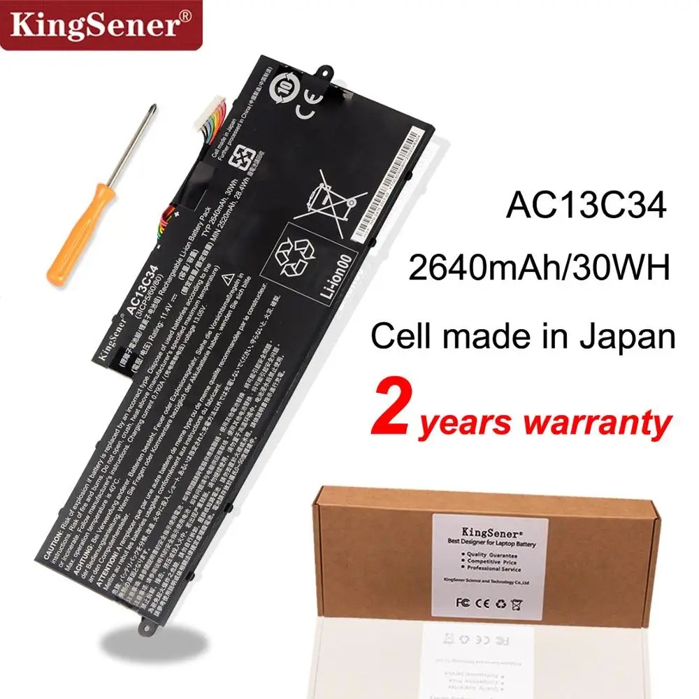 Kingsener-bateria para Computador Portátil Nova Ac13c34 Acer Aspire V5122p Tamanhos de 20×11.4 2640 v Mah 30wh Baterias p/ laptop