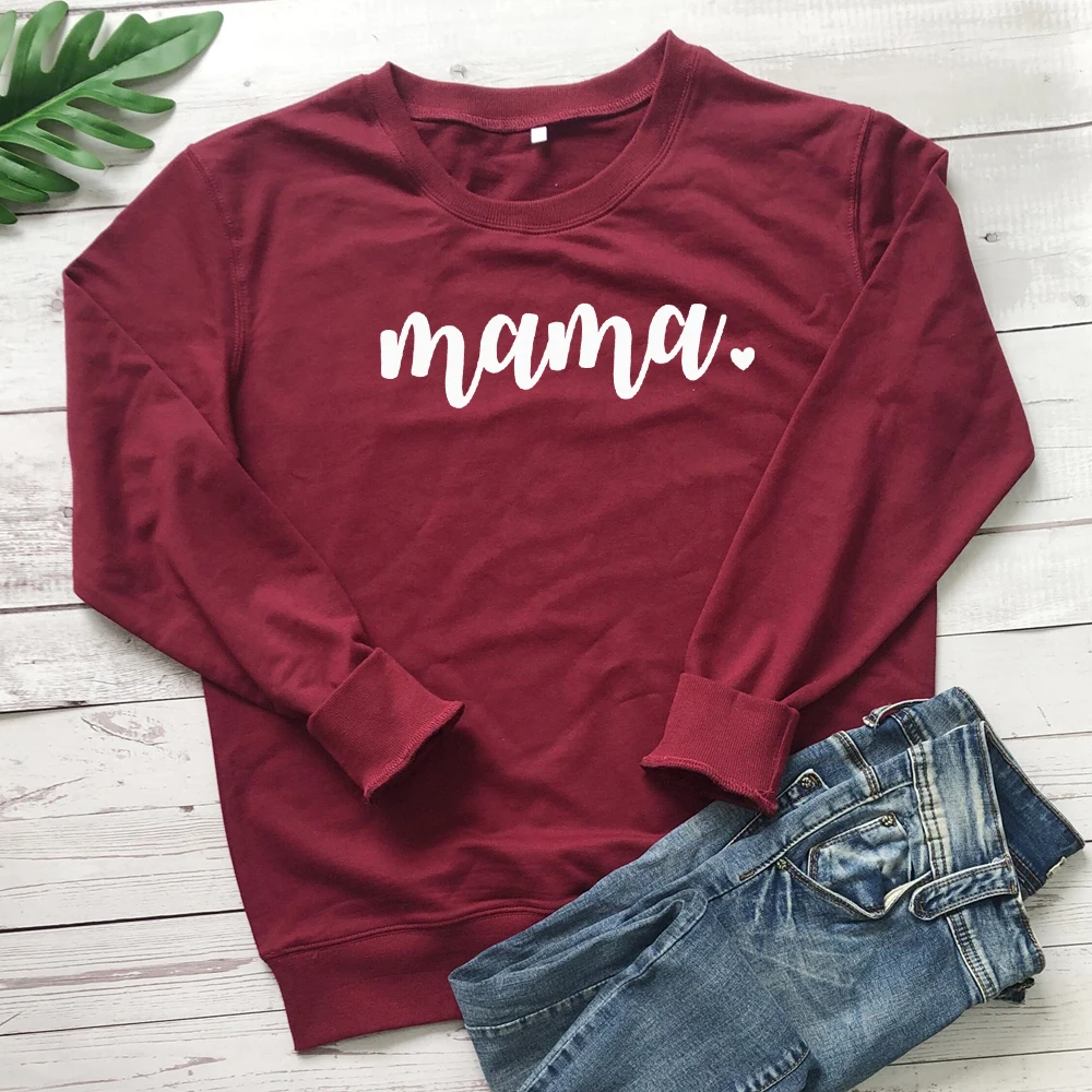 Mama Heart 100% хлопок свитшот Повседневный Женский с длинным рукавом графический для