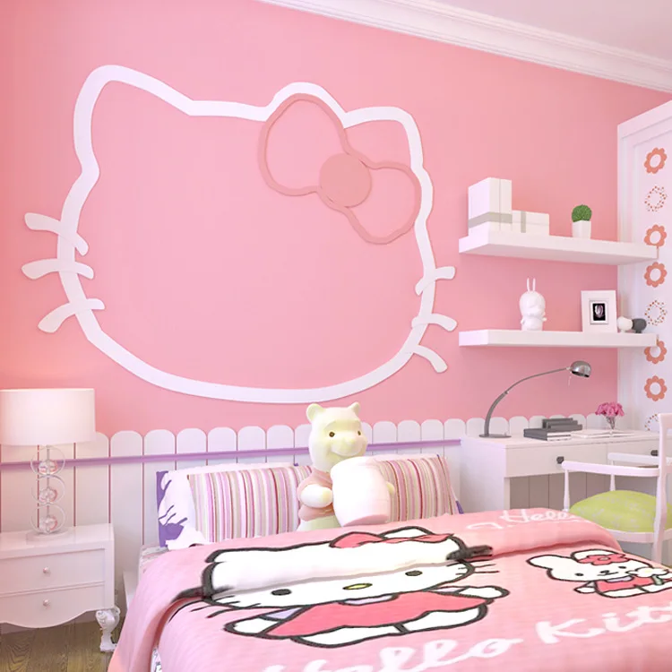 

Pink non-woven fabric pure color warm princess young girl children room beauty salon wallpaper