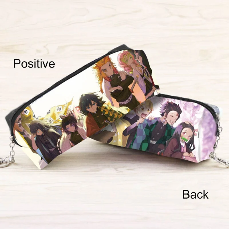 

Anime Demon Slayer Kimetsu No Yaiba PU Purse Pencil Case Zipper makeup Bag Pen Stationery Bag