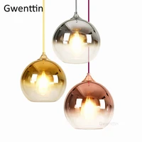gold led pendant lights modern mirror glass hanging lamp for living room bedroom kitchen light fixtures suspension luminaire e27