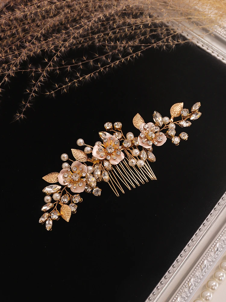 Женская Винтажная заколка для волос Золотая тиара с цветочным орнаментом