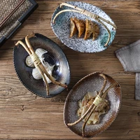 creative japanese ceramic plate sushi shop hotel tableware set plates portable bamboo hanging plate fruit basket dinner plates