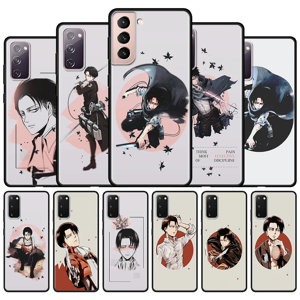 

Capa For Samsung Galaxy S20 FE S21 Ultra S10 S8 Plus S9 S10 S10e Black Phone Case Cover Note 20Ultra 20 Attack On Titan Levi