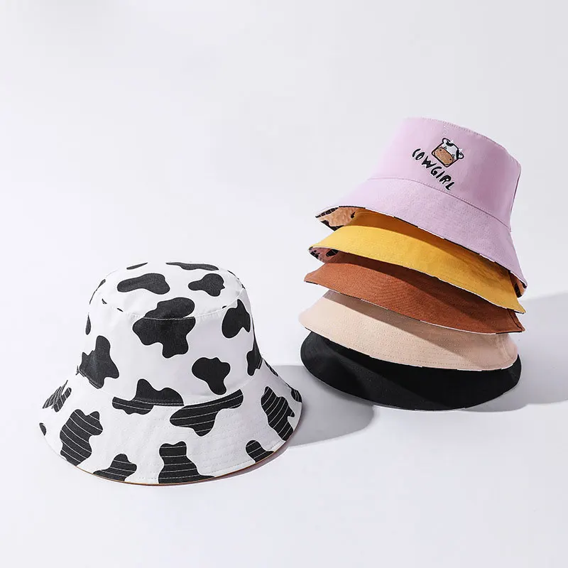 

New Double sided cow print bonnet bucket hat mens hats for women cap gorras casquette gorra muts caps chapeau sombrero czapka