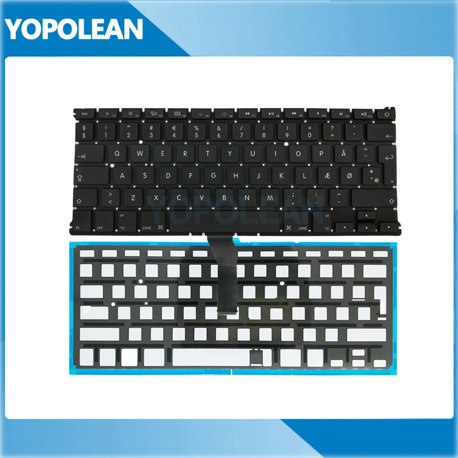 5 шт./лот новая Дания Датская клавиатура с подсветкой для Macbook Air 13 &quotA1369 2011 A1466 2012