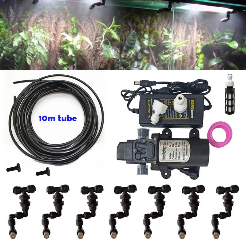 10M Cooling System Tank Misting Reptiles Fogger Mist Sprinkler Rainforest Tank fog machine pump Aquarium Aquatic Pet  7 nozzles