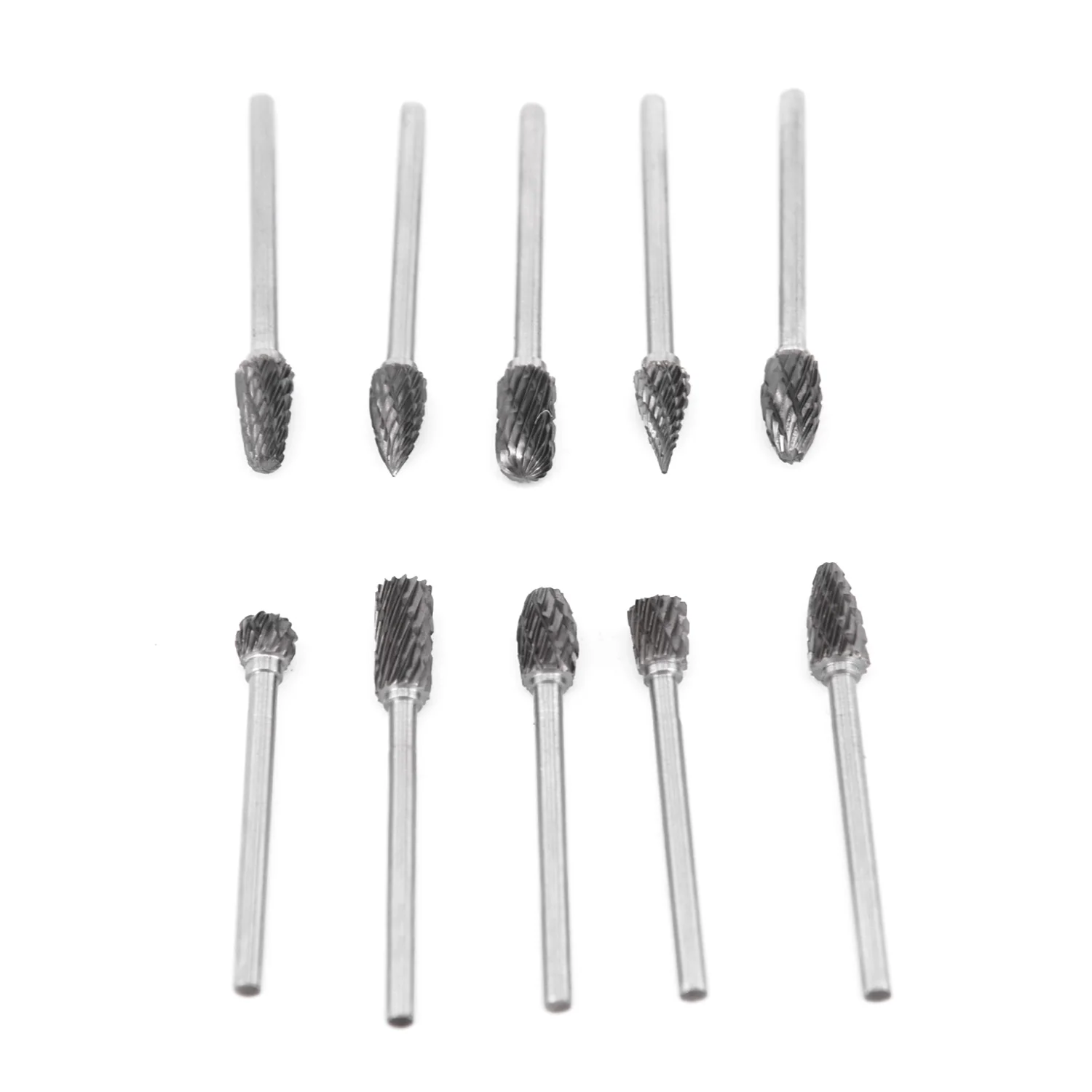 

10 Head Tungsten Carbide Rotary Point Burr Die Grinder 6mm Head Bit Set Use
