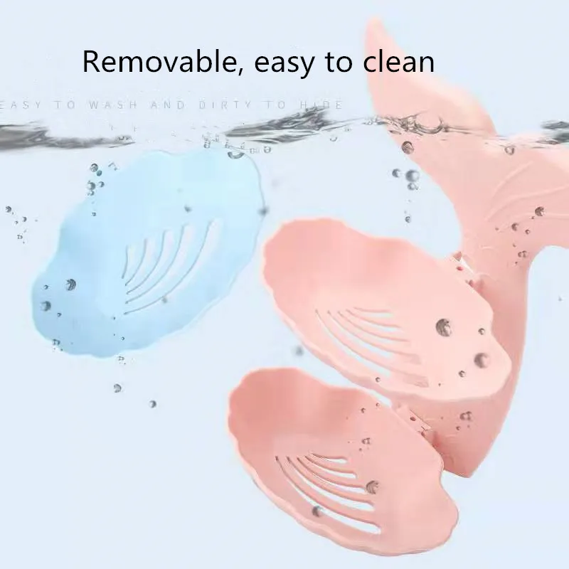 

Mermaid Shape Double Layers Bathroom Shower Soap Holder Soap Box Bathroom Sucker Soap Draining Soap Dish Wall Shelf