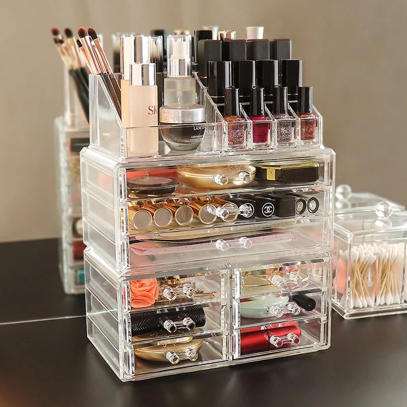 Прозрачный органайзер для косметики акриловый ящик хранения ювелирных изделий