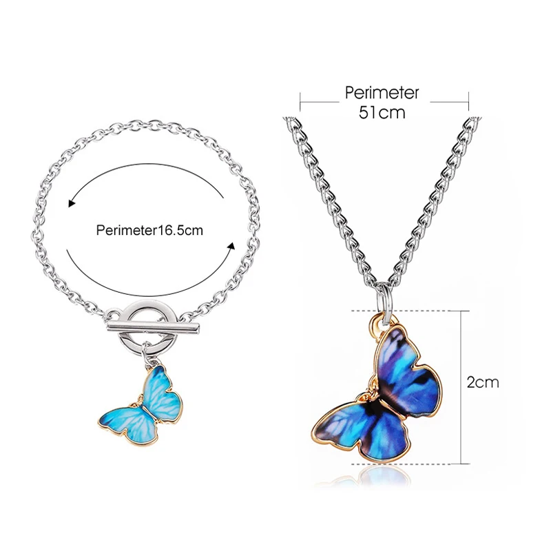

1pcs Fashion Jewelry Blue Butterfly Bracelet Necklace Ins Simple Chain Bracelet Korean Fashion Ladies Accessories