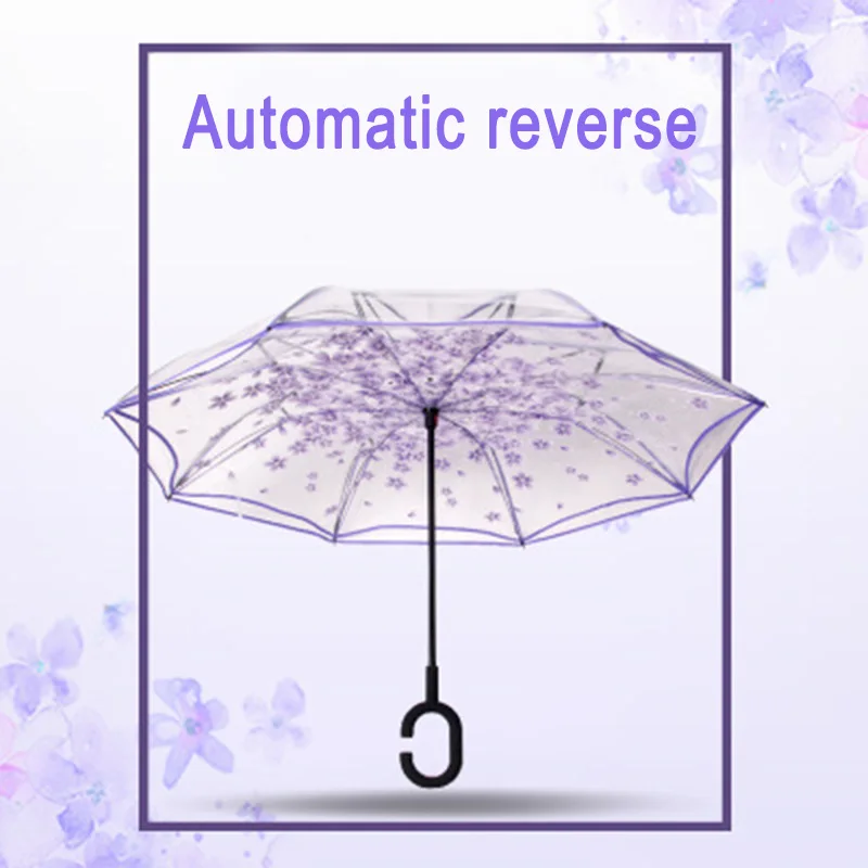 Экономичный двойной Слои перевернутый Зонт автомобилей Обратный против ветра и