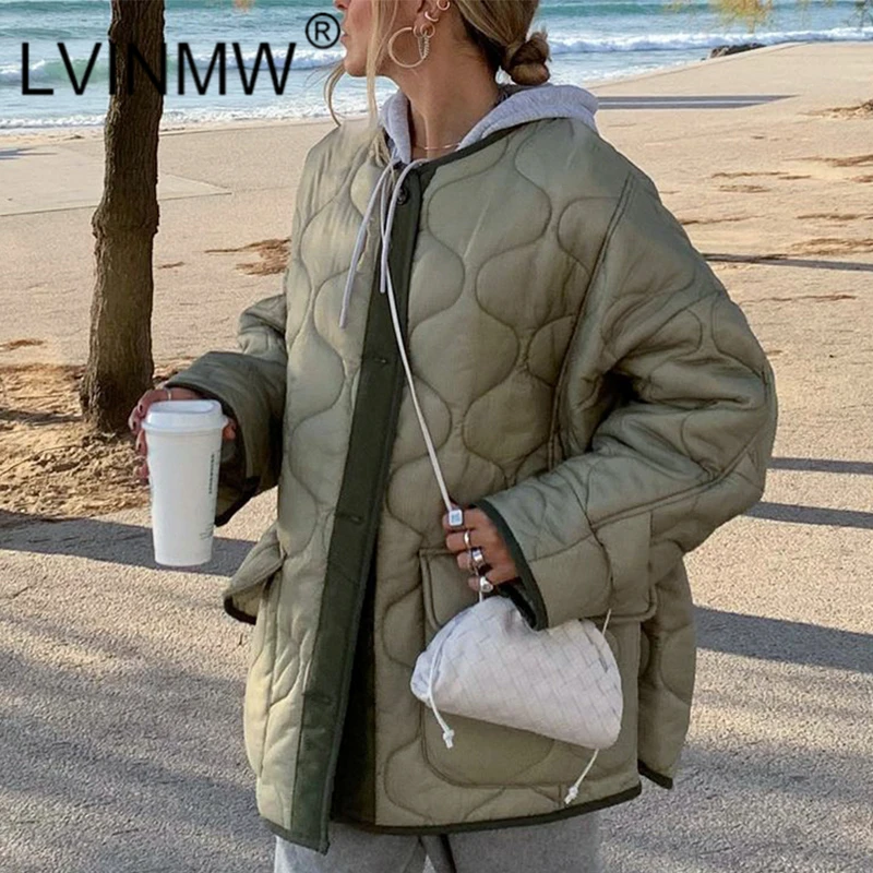 LVINMW парка однобортное свободное повседневное пальто Женское зимнее теплое с