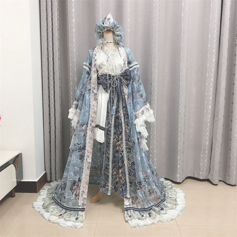 

COSLEE [Customized] Touhou Project Saigyouji Yuyuko Lolita Dress Elegant Uniform Cosplay Costume Halloween Carnival Outfit Women