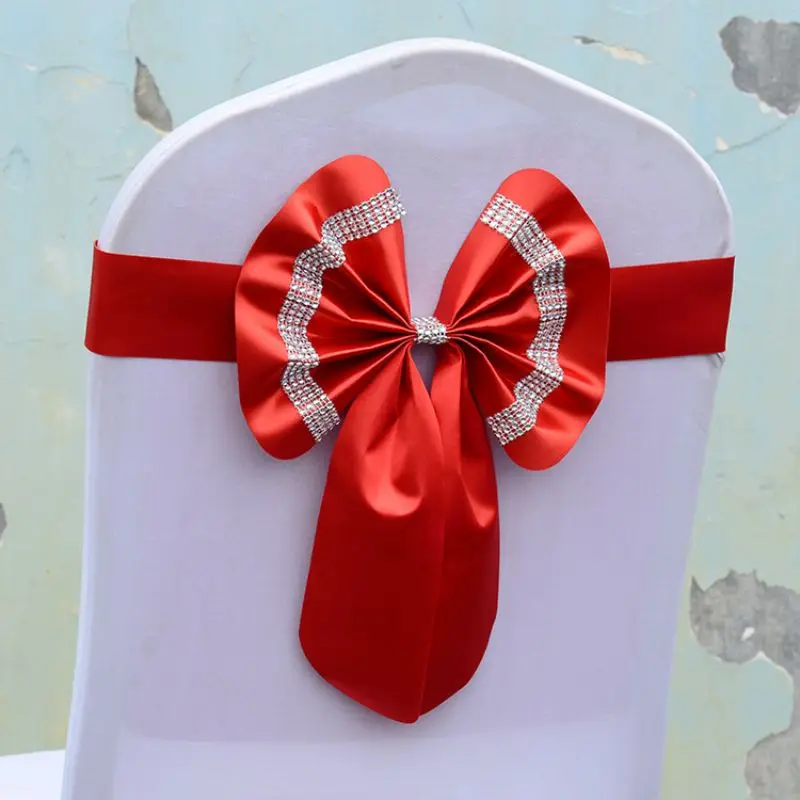 

1pcs Chair Sashes Bow Wedding Chair Cover Bow Decorative Party Chair Bands Elastic Chair Back Ties For Birthday