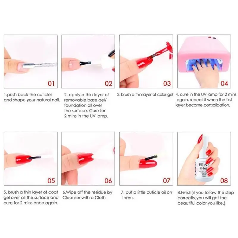 

Elite99 4Pcs Gel Polish Kit UV LED Soak Off Nail Varnish Lacquer Salon Manicure Pedicure 15ML Gel Remover Wraps