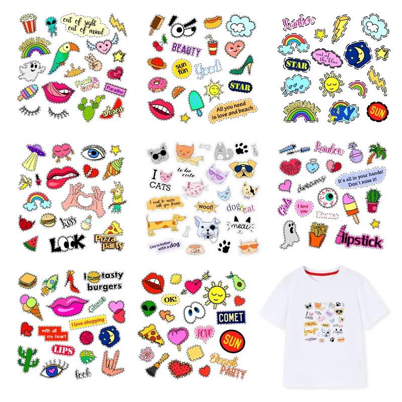 Мультфильм животных набор патчей для переноса утюгом с изображением милой