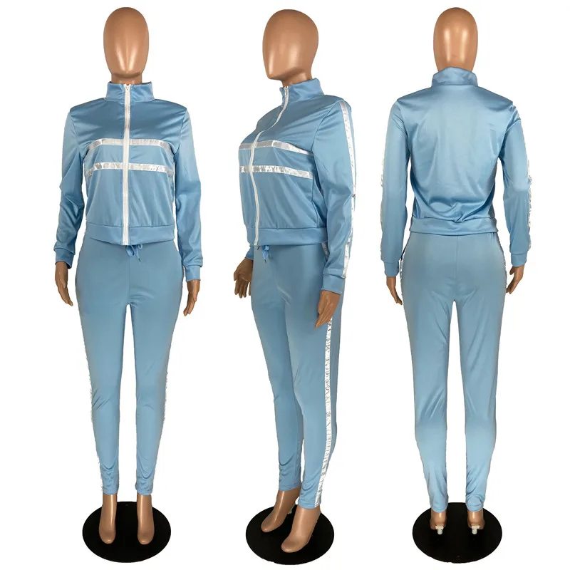 

Women Sets Autumn Sport Suit Plus Size Solid Long Sleeve Short Coat Long Pants Tracksuits Women Ropa Mujer 2020