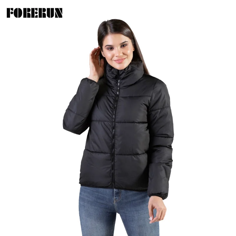 

2021FORERUN Colors Bubble Jacket Women Winter Puffer Coat Stand Collar Mint Green Thicken Parka Winterjas Dames