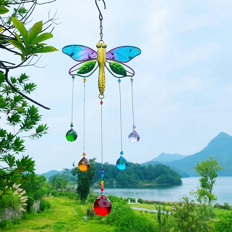 

Подвеска для сада в виде Ловца солнца, металлическая Радужная Подвеска для патио, ветряной Спиннер, ветряные музыки, ветряные колокольчики