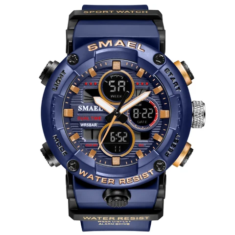 Smael Sport Watch Men Waterproof Digital Watches Stop Watch Big Dial Oro